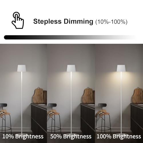 Cordless Floor Lamp, 7000mAh Battery, IP54 Waterproof, Adjustable Height, Indoor/Outdoor/Outdoor Modern Standing Lamp (White)