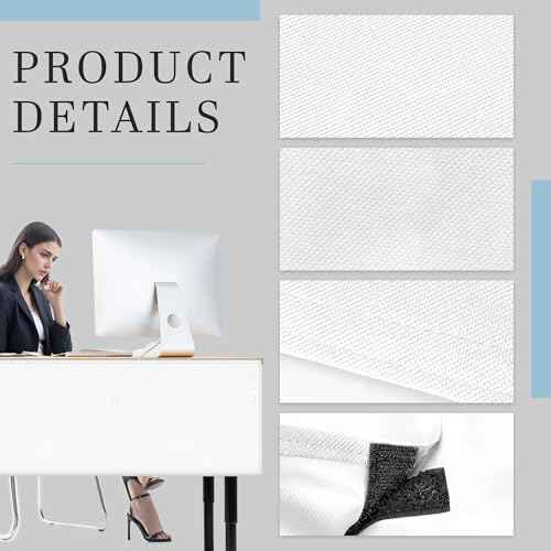 48" Under Desk Privacy Panel White Self-Adhesive Modesty Panel with Wire Pocket for Cable Management Organizer Heavy Duty Desk Skirt - Office Home or Standing Workstation Concealer Shield