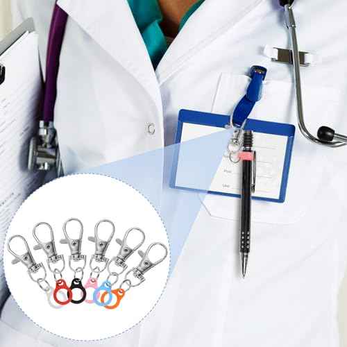 6PCS Retractable Pen Holders - Clip on Pens for Badge Reel, Perfect Pen Holder for Lanyard, Nurses, and X-ray Marker Holder