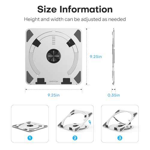 OMOTON Portable Laptop Stand for Desk, Ergonomic Computer Stand with 360¡Æ Rotating Base, 5-Level Adjustable Aluminum Foldable Mount, Compatible for 10-15.6" Laptops