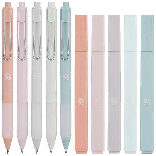 BLIEVE - Aesthetic Highlighters and Gel Pens With Soft Ink And Tip, Bible Highlighters and Pens No Bleed, Dry Fast Easy to Hold, for Bible Journaling Planner School Supplies (Pastel)