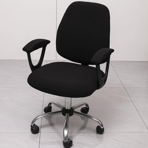 Melaluxe Black Office Chair Cover with Armrest Covers — Universal Stretch Desk Chair Slipcovers