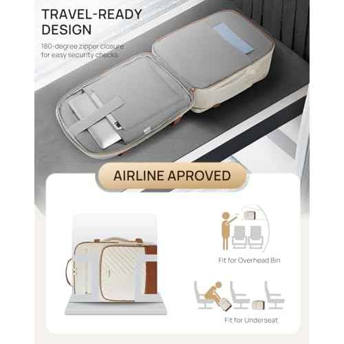 Telena Travel Backpack for Women, 15.6 inch Laptop Backpack TSA Carry on Backpack Personal Item Size Flight Approved Travel Bag Daypack with Multi-Pockets for Work, Travel, Business, Beige-Brown