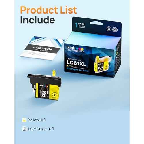 E-Z Ink Compatible Ink Cartridges Replacement for LC61 LC65 LC61Y to use with MFC-490CW MFC-495CW MFC-6490CW MFC-6890CDW (1 Yellow)