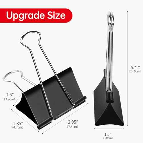 Jumbo Binder Clips 3 inch, Binder Clips Extra Large Heavy Duty 36 Pcs for Office Supplies, Black