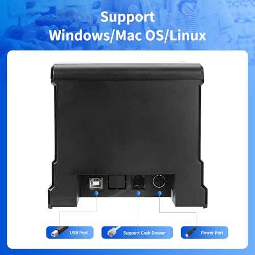 NetumScan USB POS Receipt Printer, 80mm Thermal Receipt Printer with Auto Cutter Cash Drawer, 300mm/s, Support Windows/Mac/Linux, Restaurant Kitchen Printer for ESC/POS(Only USB Interface) 8360