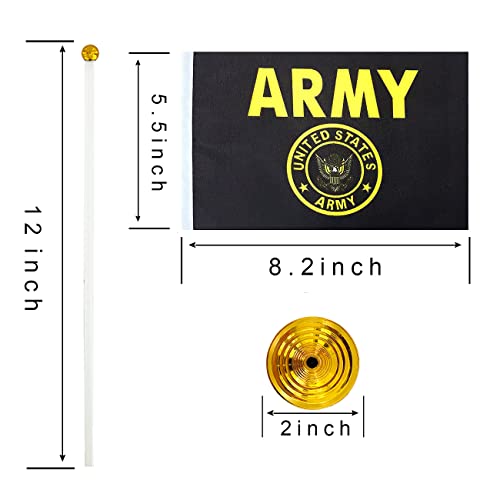 12 Pack USA Flag Desk Flags with Stand - Small Mini American Military Table Flags