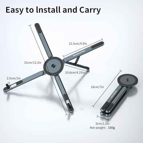 Adjustable Laptop Stand for Desk with Magnetic Phone Holder, MagSafe Compatible Portable Foldable Computer Riser for MacBook, iPhone, iPad, Tablet - Perfect for Office, Home, Traveling