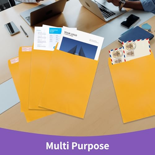 Creebe Yellow 10x13 Self-Seal Manilla Envelopes - Pack of 100 for Mailing & Storage