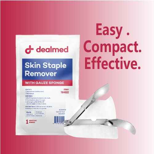 Dealmed Sterile Staple Removal Kit, Includes Staple Remover and Gauze Sponge, Staple Removal Tool Single-Use Kit, Ideal for Hospitals and Clinics (10 Kits)
