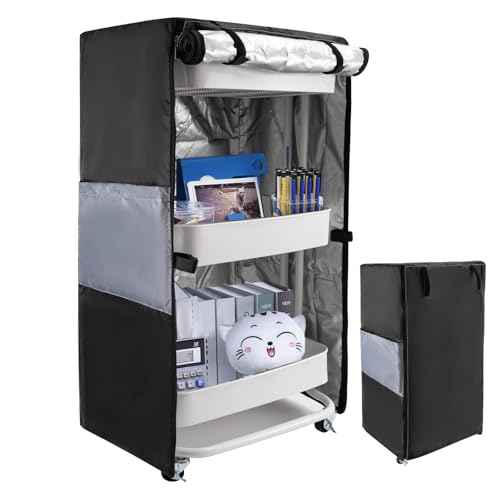 Utility Cart Cover & Utility Cart Accessories,Storage Pockets and Zipper, Fits 17" L x13 W x31 H Shelving Units, Indoor/Outdoor Use, Easy to Clean (Without Rolling Cart)