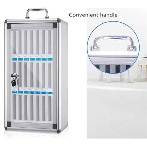 Cell Phone Locker 24 Slots Cell Phones Storage Cabinet - Secure Wall Mount & Desk Stand, Aluminum Alloy Lockable Storage Cabinet for Classroom, Office, Gym | Numbered Compartments
