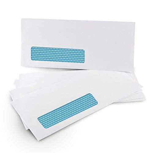 Aimoh 500#10 Single Left Window SELF Seal Security Envelopes - Super Strong Quick-Seal Self Sealing Closure, Security Tinted, Size 4-1/8 x 9-1/2 Inches, 24 LB - 500 Count (35210)