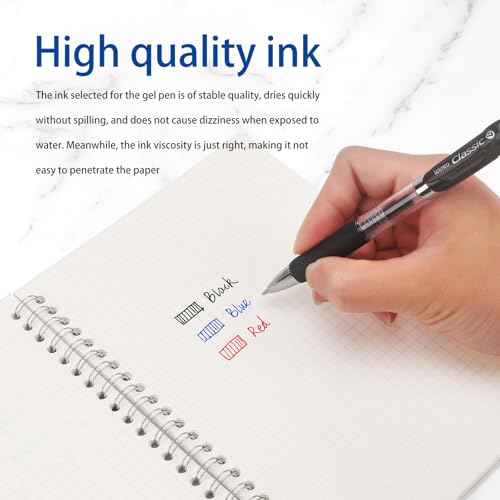 Classic Retractable Gel Roller Pens, 0.7mm Fine Point, Red Ink (Red - 12 Packs)