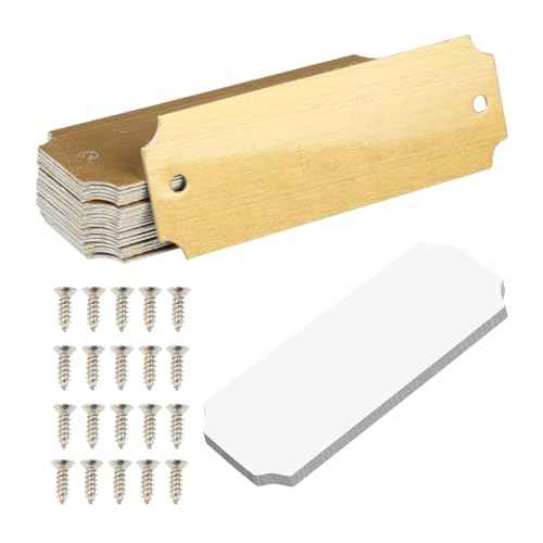 20 Pcs Name Plates Laser Engraved, Plaques Personalized Engraved, Solid Metal Plate, Name Plate for Desk, Personalized Plaque Blank, Custom Name Tag, Laser Engraving Blanks (1'' X 3'') (Gold)