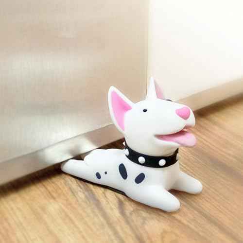 2 Pcs Cute Dog Door Stoppers, Decorative PVC Door Stops for Home Bathroom Bedroom - Black & White, 5.1 X 3.6 Inches