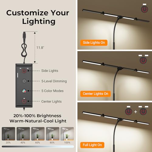 Black Adjustable LED Desk Lamp with Clamp - Home Office Swing Arm Light