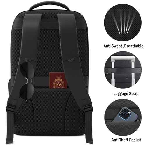 Expandable Travel Backpack, Business Laptop Backpack,Commute Backpack with USB Charging Port fit 15.6 Inch Laptop