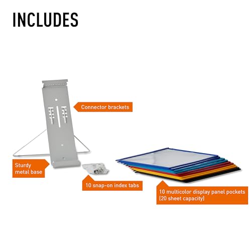 Durable Desktop Reference System with 10 Double-Sided Color Panels, Assorted