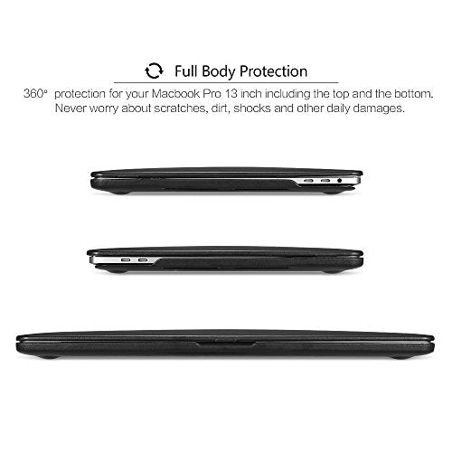 ICARER MacBook Pro 13 Case (2016-2025), Genuine Leather Case for A2338/A2251/A2289/A2159/A1989/A1708/A1706 M1 M2 Pro/Max, with Touch Bar & Touch ID Compatible for MacBook Pro 13 inch (Black)