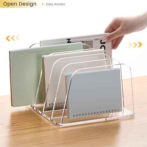 YUXUN Desk File Organizer,5-Section Vertical Clear Acrylic Desk Organizer File Holder Mail Sorter Office Organization for Office Home &Classroom£¨B5£©