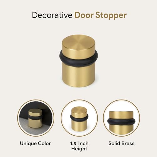 Floor Door Stop Heavy Duty Solid Brass Satin Brass 1.5in x 1in Diameter - 1 Pack