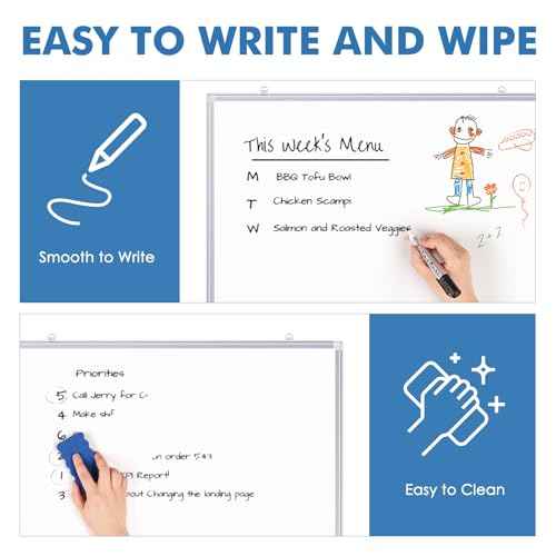 Double Sided White Board Dry Erase, 30 x 20 inch Magnetic Dry Erase Board Whiteboard for Wall, Aluminum Frame Wall-Mounted or Hanging Whiteboard Marker Board Writing Board