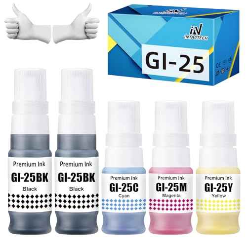 GI-25 Refill Bottle Ink Replacement for Canon 25 GI-25 GI25 Ink Work for Canon PIXMA MegaTank GX2020 GX1020 Printer (Black 70ml *2, CMY 70ml *1, 5-Pack)