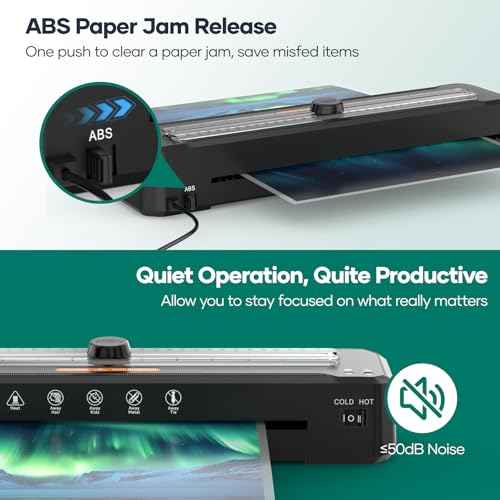 Laminator Machine A3 with 50 Laminating Sheets, Laminator Thermal and Cold with Paper Trimmer Corner Rounder, High-Speed Jam-Free, Low-Noise 13-Inch Laminating Machine(Black)