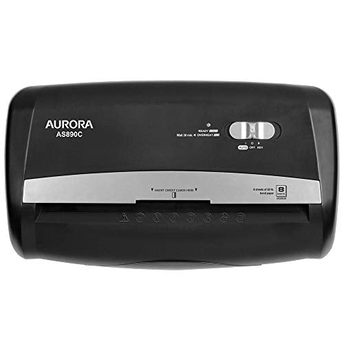 Aurora AS890C 8-Sheet Crosscut Paper and Credit Card Shredder with Basket