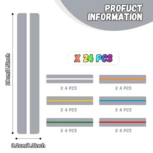 24 Pieces Guided Reading Strips,6 Colors Overlay Highlight Bookmarks, Dyslexia Reading Tools for Kids, Teachers