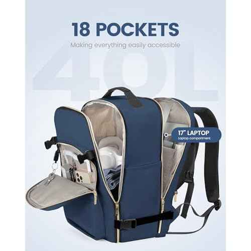 LOVEVOOK 40L Travel Backpack for Women Men,Waterproof Airline Approved Carry On Luggage Travel Essentials,TSA Carry On Backpack Personal Item Travel Bag Suitcase Weekender Traveling with Packing Cubes