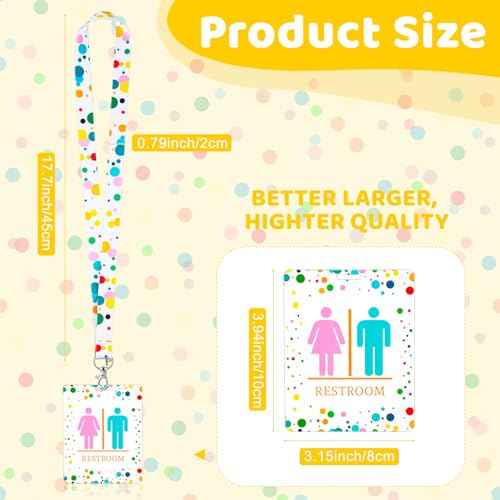 Ireer 8 Sets Bathroom Pass Restroom Passes, Unbreakable Bathroom Classroom Passes Durable Bathroom Tag with Key Holder Keychain Sign for Office Nurse Boy Girl (Polka Dot Style)