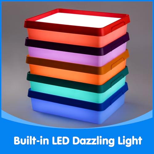 Odoorgames Young Explorers Light Table Cyan - Kids Light Up Sensory & Tracing Playset