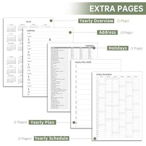 2026 Pocket Calendar for Purse - 4.3" x 6" A6 Small Mini Weekly and Monthly Planner, Jan-Dec 2026, 100GSM Thick Paper, Leather Hardcover, Colorful Tabs, Notes, Pen Loop, Back Pocket, Light Green