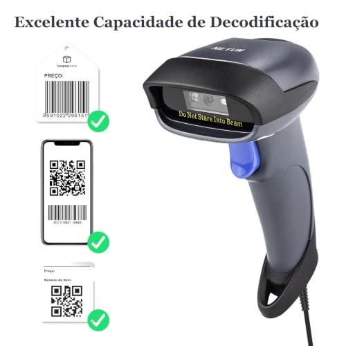 NETUM M5S 2D Barcode Scanner with Stand - Wired QR Code Reader