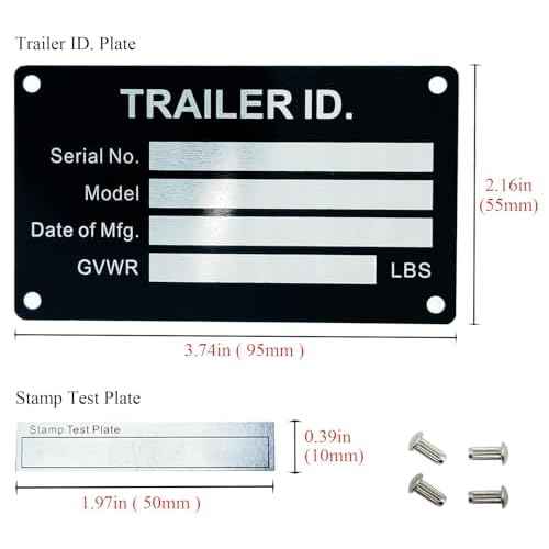 Trailer VIN ID Plate Data TAG Blank Model Identification VIN Serial Number, Model, Date of MFG and GVWR, Tailgating id Plate for Cargo Carriers Trucks Boats (5 PCS., Trailer ID., 3.74x2.16)