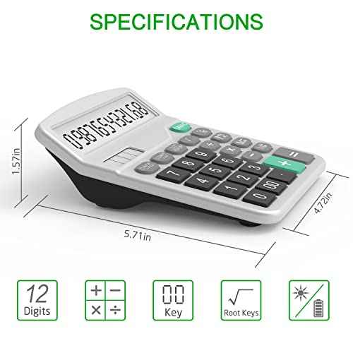 Splaks 4 Pack Standard Functional Desktop Calculator - Solar and AA Battery Dual Power Electronic Calculator with 12-Digit Large Display (2 Basic Black & 2 Updated Silver)