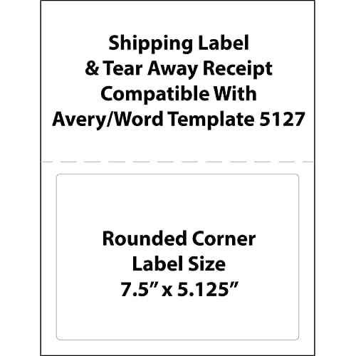 Half Sheet FedEx Shipping Labels with Tear Off Receipt from Blank Labels - 7.50" x 5.125" Label Size/Word Template 5127 / Inkjet & Laser Printer Guaranteed, 1 Label per Sheet - 1,000 Labels per Case