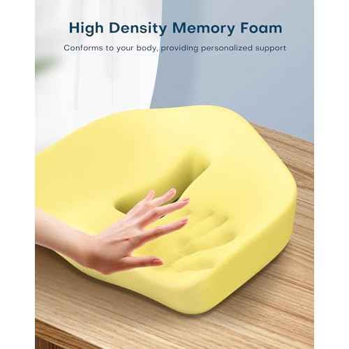 Feagar X Large Memory Foam Seat Cushions for Office Chairs Desk, Chair Cushion Tailbone Pain Relief Extra Dense Hip Sciatica Car Seat Cushion for Long Sitting Black