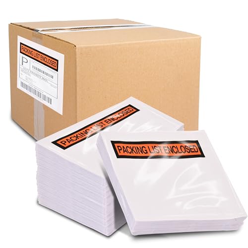 Stock Your Home 1000 Pack Waterproof Shipping Label Envelopes 4.5x5.5 - Clear Packing List Enclosures with Adhesive - Mailing & Invoice Pouches
