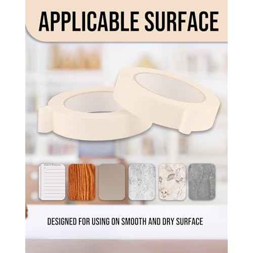Lichamp Masking Tape 1 inch, 24 Pack General Purpose Beige White Masking Tape, 1 inch x 55 Yards x 24 Rolls (1320 Total Yards)