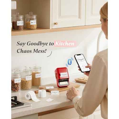 NIIMBOT B21 Label Printer,Bluetooth Thermal Label Maker,Ideal for Home Organization,Business,Ofice,50x30mm Labels,230Pcs(Red)