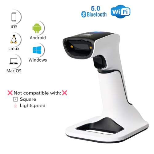 ScanAvenger Wireless 1D & 2D Barcode Scanner with Next Gen Stand - Bluetooth & USB, Rechargeable Battery, Portable Inventory Reader