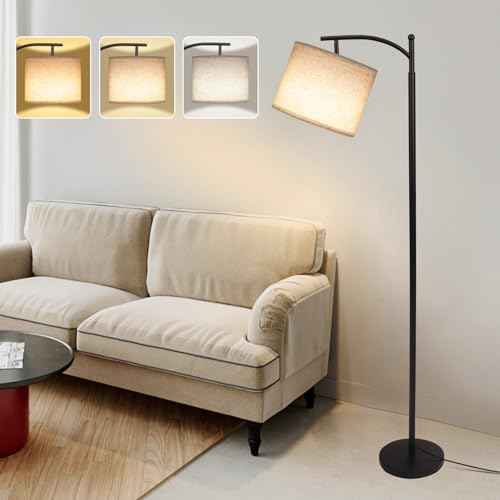 Arc Floor Lamp,Modern Floor Lamp,62'' Standing Lamp with Foot Switch,Tall Floor Lamps for Living Room,Bedroom,Office,360¡Æ Adjustable Light Shade (Black)