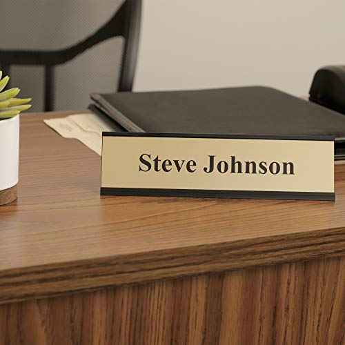 ExcelMark 2"x 8"Aluminum Name Plate Holder for Desk - Office Business Door Sign Holder - Black
