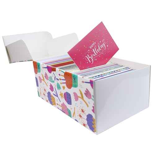Dessie 120 Unique Happy Birthday Card Assortment 4x6 - Bulk Birthday Cards with Envelopes, Message Inside, Box & Gold Seals ? Assorted Birthday Cards Multipack for Employees Men Women
