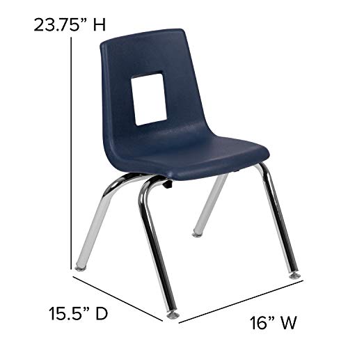 EMMA + OLIVER 14" Seat Navy Plastic Stackable School Chair