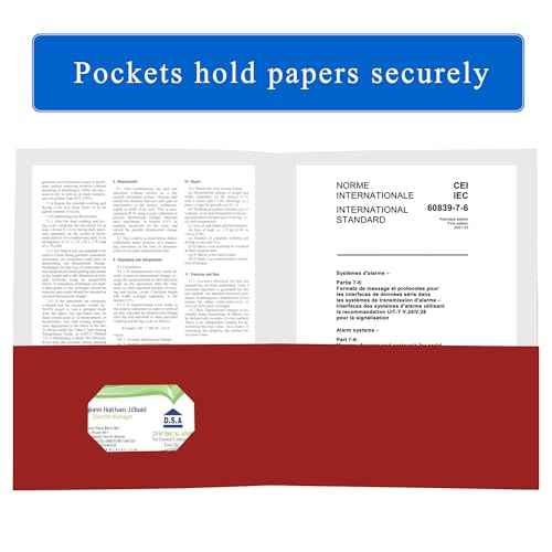 Zzrywuty 100 Packs Paper Folders with Pockets for Students,Businessmen and Office Workers,Letter Size,Two Pocket Folders with Card Slot for Office,Business,School Supplies (Red)