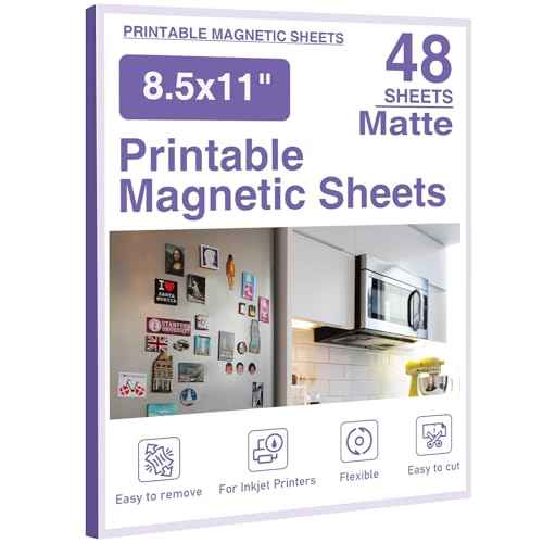 Printable Magnetic Sheets 8.5x11 Inches Matte Magnet Paper Sheet 48 Pcs Non Adhesive Magnetic Paper for Inkjet Printers, Flexible Magnet Photos for DIY Crafts
